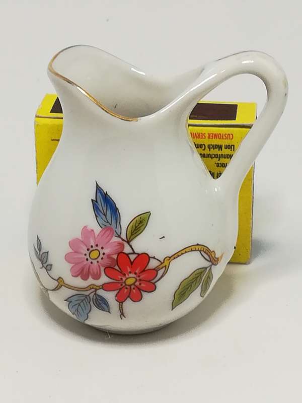 Miniature Ceramic Milk Jug with Flowers (Miniature, suitable for printer's tray)
