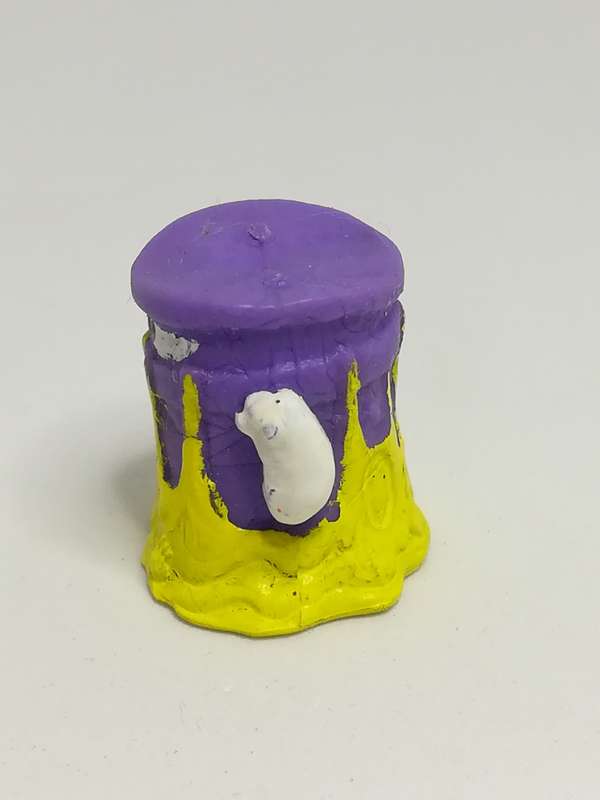 Miniature Purple & Yellow Angry Pencil Popper White Hands (Miniature, suitable for printer's tray)