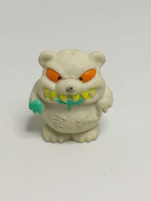 Miniature White Scary Bear Orange eye & Yellow Teeth Pencil Popper (Miniature, suitable for print...
