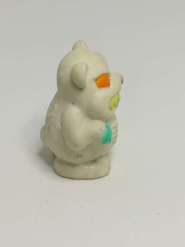 Miniature White Scary Bear Orange eye & Yellow Teeth Pencil Popper (Miniature, suitable for print...