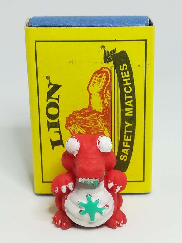 Miniature Red Pencil Popper Dinosaur White Paint on Chin & Tummy (Miniature, suitable for printer...