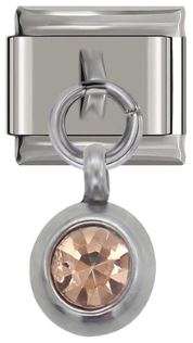Italian Charm Dangle Round Orange Cubic Zirconia (CZ) (Fits Nomination Bracelet)