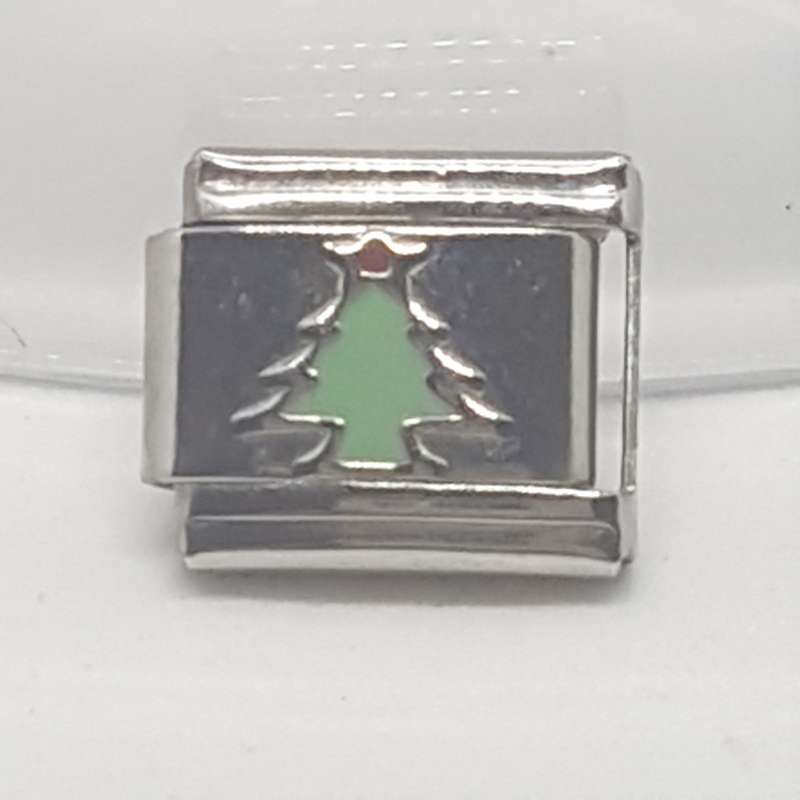 Italian Charm Christmas Tree Green Enamel (Fits Nomination Bracelet)