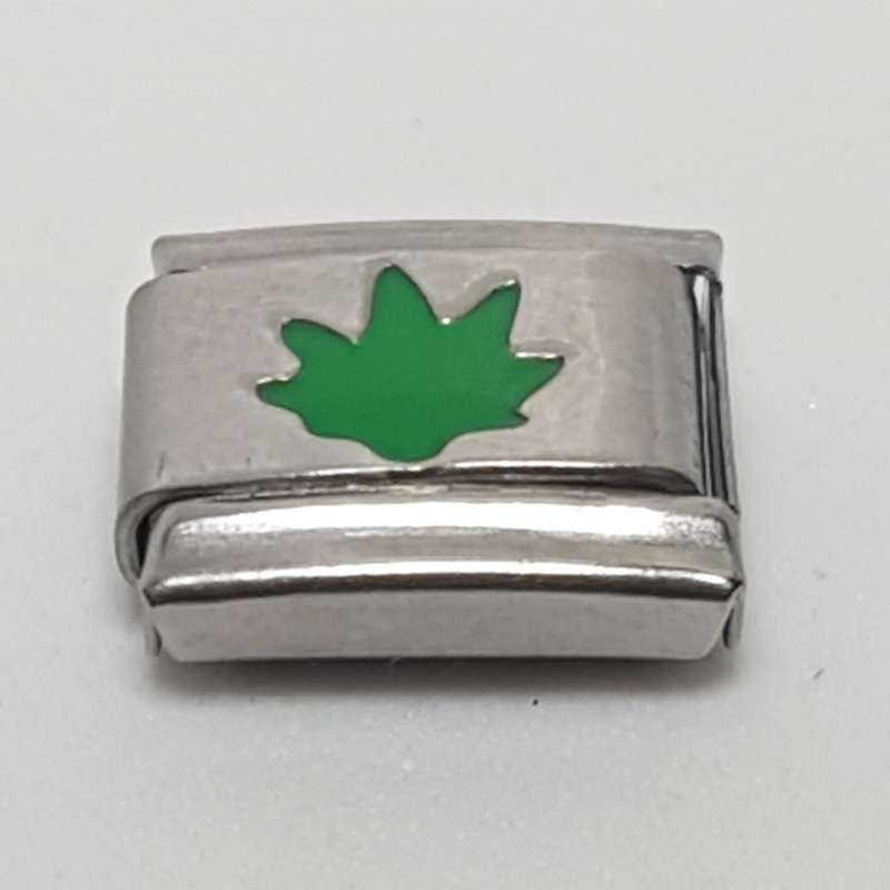 Italian Charm Cannabis Leaf Green Enamel (Fits Nomination Bracelet)