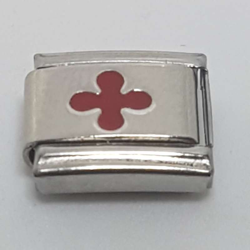 Italian Charm Cross Red Enamel (Fits Nomination Bracelet)