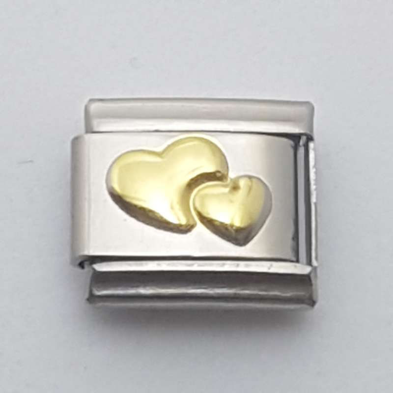 Italian Charm Heart Pair in 'Gold' Fits Nomination Bracelet