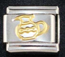 Italian Charm Water Jug Outline Embossed in 'Gold' (Fits Nomination Bracelet)