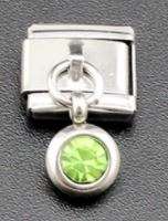 Italian Charm Dangle Light Green Diamante (Fits Nomination Bracelet)