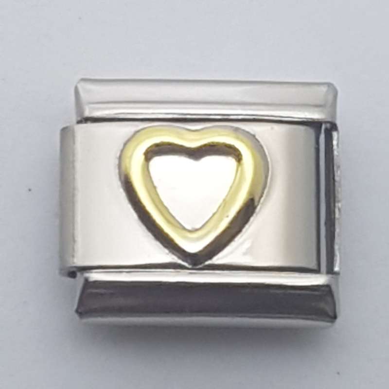 Italian Charm Heart Outline in 'Gold' (Fits Nomination Bracelet)