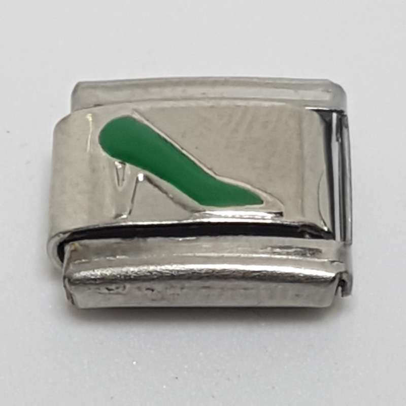 Italian Charm High Heel Shoe Green Enamel (Fits Nomination Bracelet)