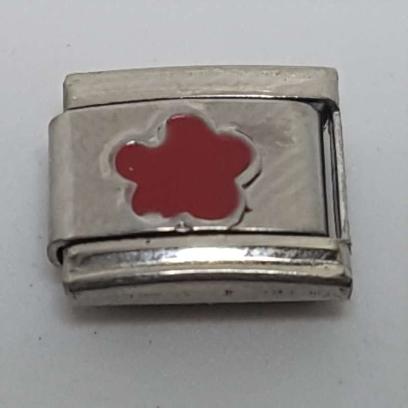 Italian Charm Star Flower Red Enamel (Fits Nomination Bracelet)