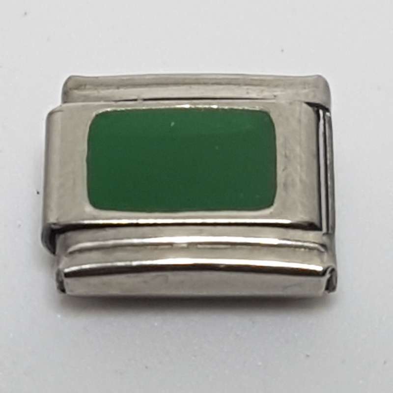 Italian Charm Dark Green Enamel Cube Square (Fits Nomination Bracelet)