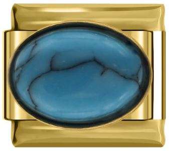 Italian Charm Blue Stone on 'Gold' (Fits Nomination Bracelet)