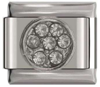 Italian Charm Circle Disk Diamante on 'Silver' (Fits Nomination Bracelet)