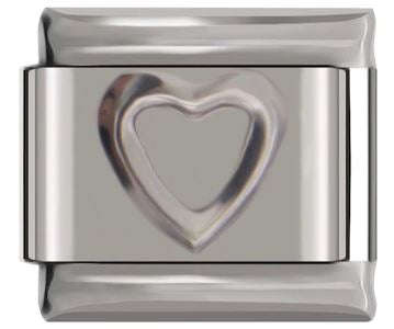 Italian Charm 'Silver' Heart (Fits Nomination Bracelet)