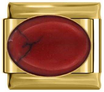 Italian Charm Red Stone on 'Gold' (Fits Nomination Bracelet)