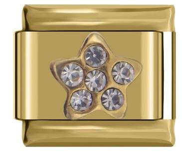Italian Charm Flower Diamante on 'Gold' (Fits Nomination Bracelet)