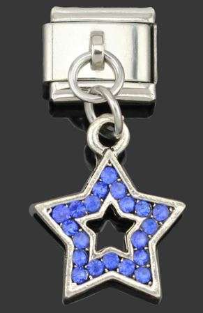 Italian Charm Dangle Star Blue Rhinestone Fits Nomination Bracelet