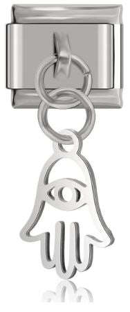 Italian Charm Dangle Hand of Fatima/Hamsa & Greek Eye (Fits Nomination Bracelet)