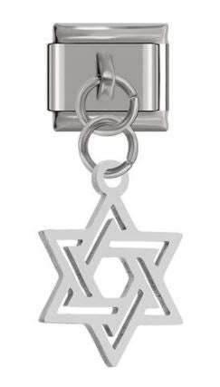Italian Charm Star of David Magen David 'Silver' Dangle on 'Silver' Link (Fits Nomination Bracelet)