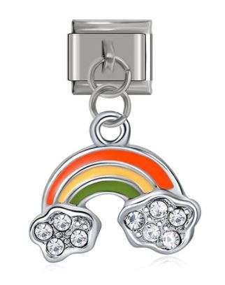 Italian Charm Enamel Rainbow and Cloud 'Silver' Dangle (Fits Nomination Bracelet)