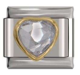 Italian Charm Diamante Clear 'Diamond' Encased in 'Silver' (Fits Nomination Bracelet)