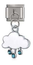 Italian Charm White Cloud and Blue Lightning 'Silver' Dangle (Fits Nomination Bracelet)
