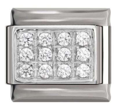 Italian Charm Diamante Rectangle Grid 'Silver' (Fits Nomination Bracelet)