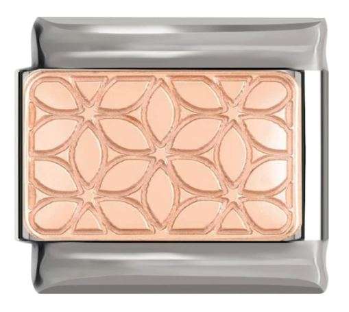 Italian Charm 'Rose Gold' Floral Etched Rectangle Plate 'Silver' (Fits Nomination Bracelet)