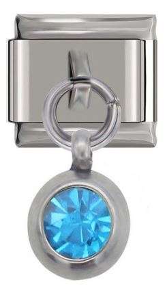 Italian Charm Diamante Blue Encased in 'Silver' Dangle (Fits Nomination Bracelet)