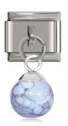 Italian Charm 'Marble' Grey Stone 'Silver' Dangle (Fits Nomination Bracelet)