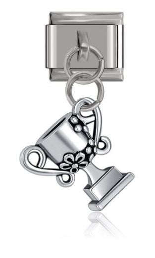 Italian Charm Trophy 'Silver/Pewter' Dangle on 'Silver' Link (Fits Nomination Bracelet)