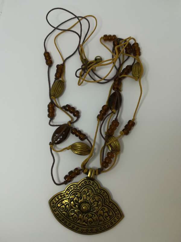 Necklace Multi-strand with 'Brass' Matt Pendant