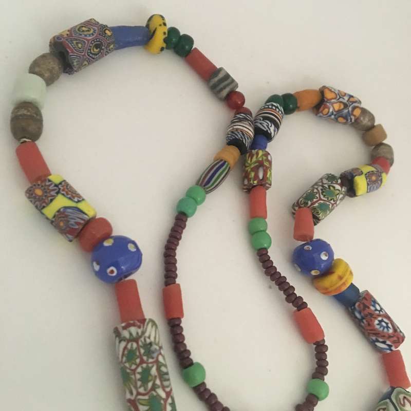 Necklace Antique Ethiopian Pendant with Amber and Millefiori