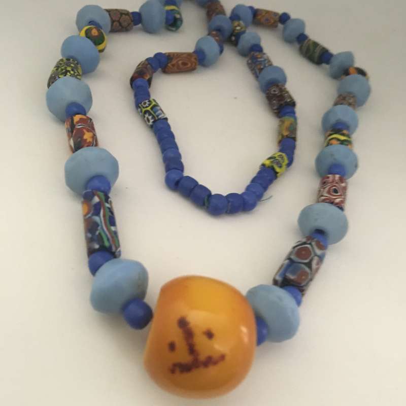 Millefiori with Round Amber Beads Necklace
