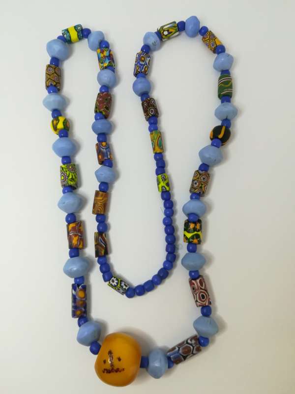 Millefiori with Round Amber Beads Necklace
