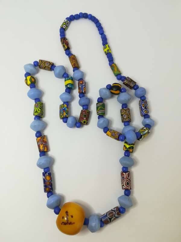 Millefiori with Round Amber Beads Necklace