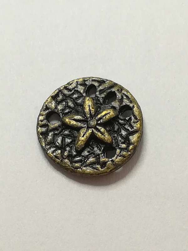 Charm Dangle: 'Brass' Pansy Shell Disk