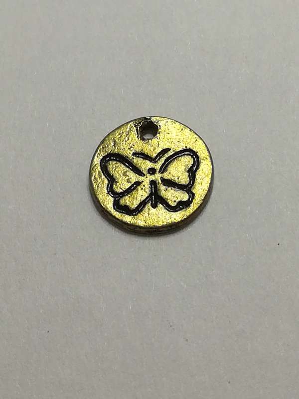 Charm Dangle: 'Brass' Butterfly Disk