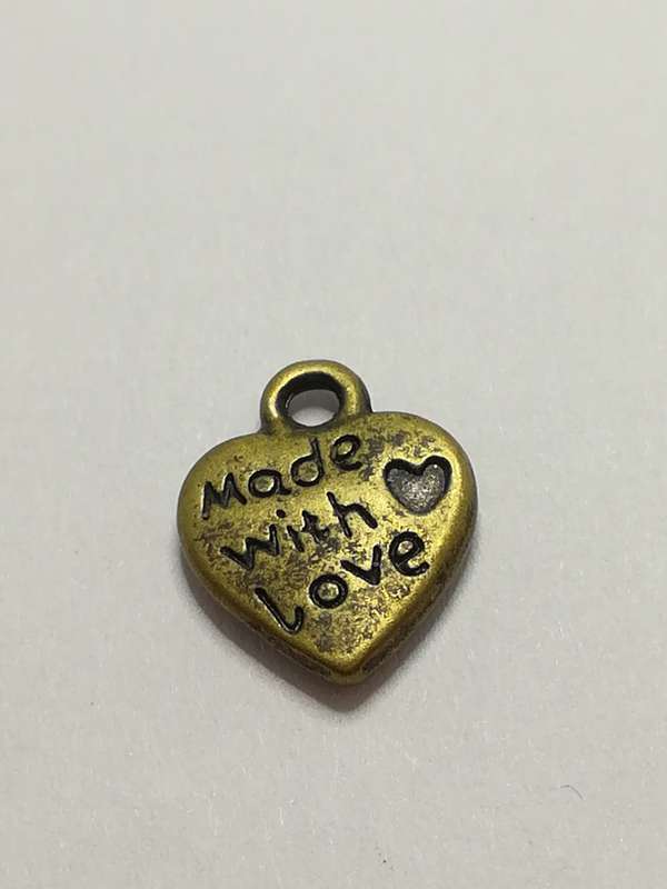 Charm Dangle: 'Brass' Made With Love Heart