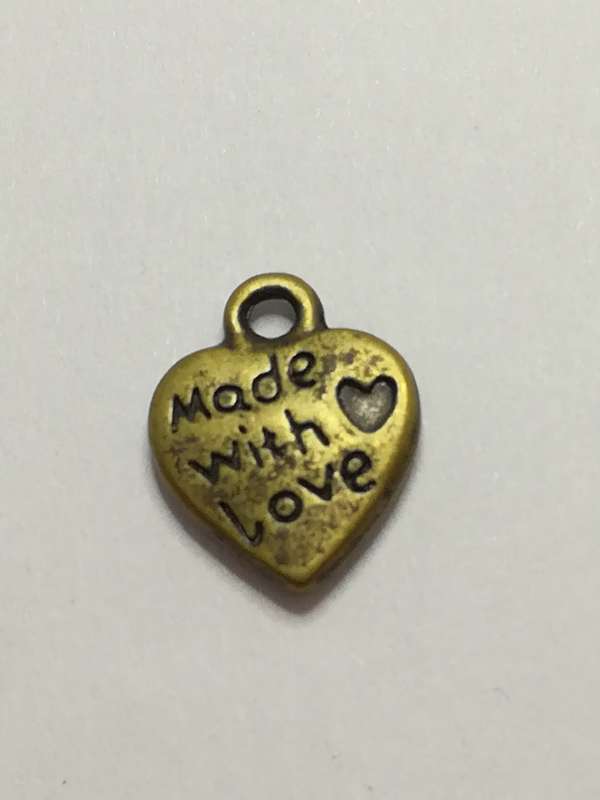 Charm Dangle: 'Brass' Made With Love Heart