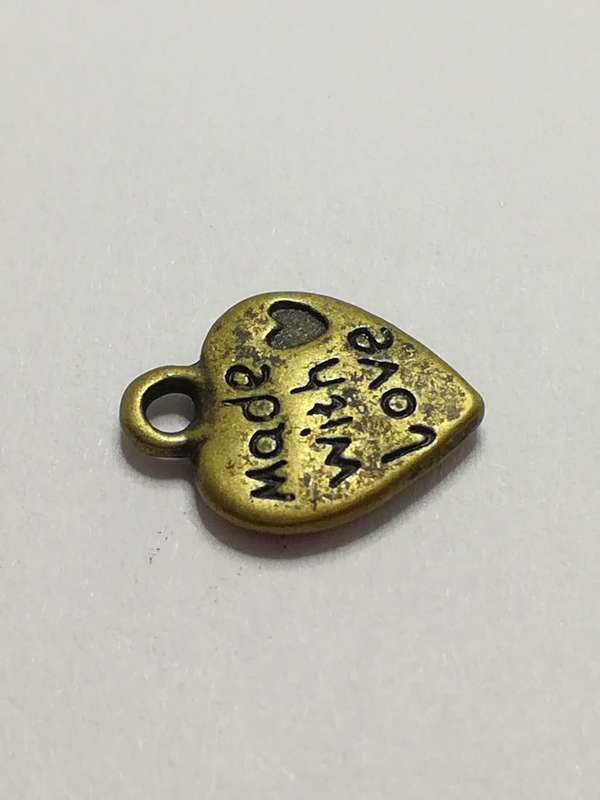 Charm Dangle: 'Brass' Made With Love Heart