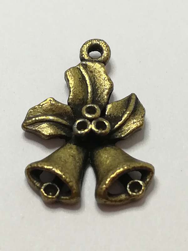 Charm Dangle: 'Brass' Christmas Holly