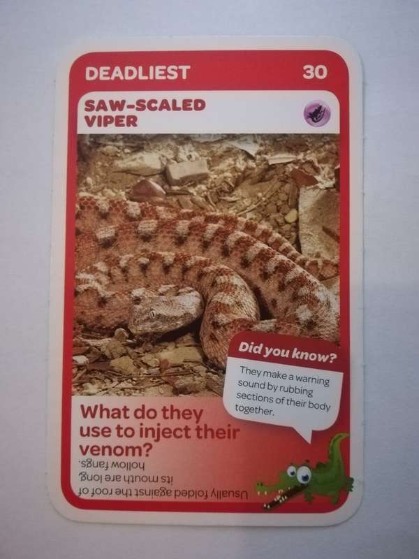 Pick n Pay South African Super Animals (Blue) - Card 30 - Saw - Scaled Viper