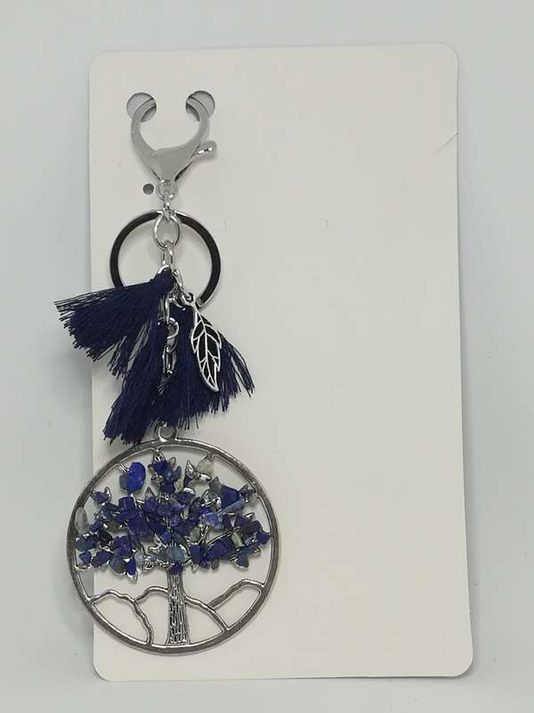 Key Holder 'Silver' Tree of Life Lapis Lazuli