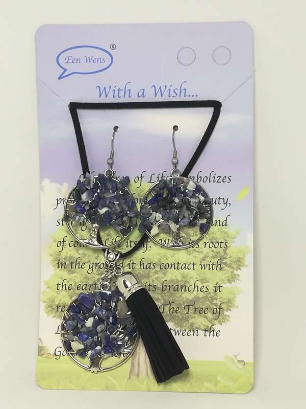 Necklace and Earring Set Tree of Life (Lapiz Lazulli)