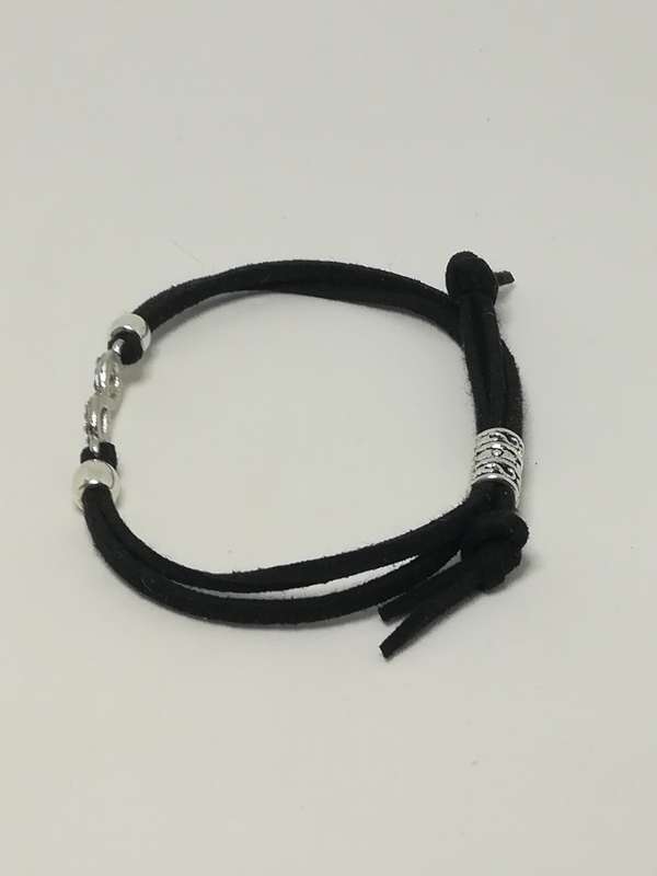 Black Rope & 'Silver' Bracelet & Beautiful 'Silver' Infinity Charm