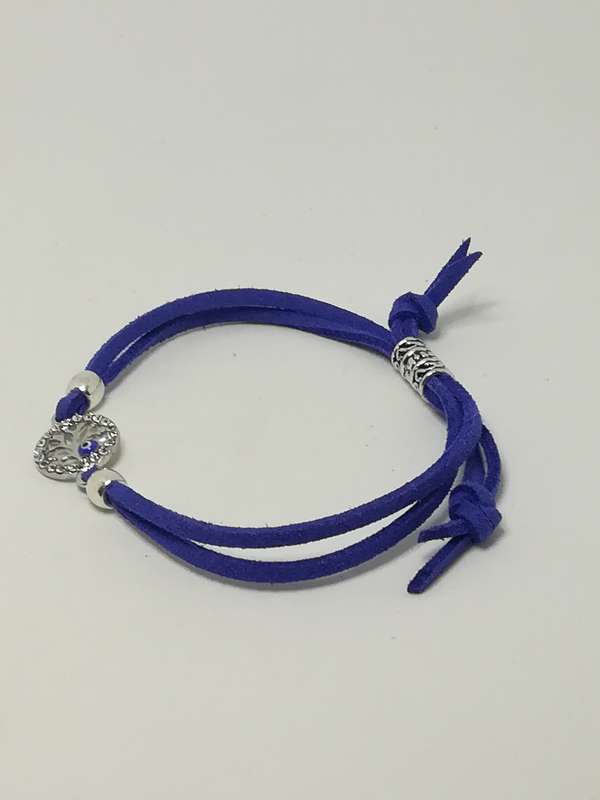 Blue Rope & 'Silver' Bracelet & Round Evil Eye Charm ('Silver' & Blue)