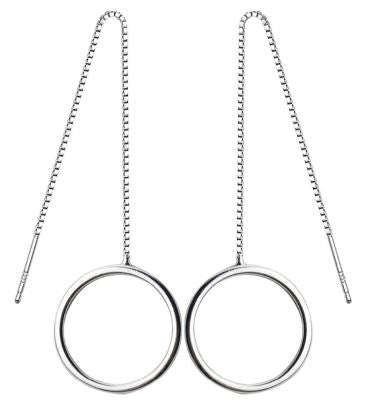 Sterling Silver Circle Threader Earrings