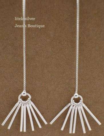 Sterling Silver Tassel Bars Threader Earrings